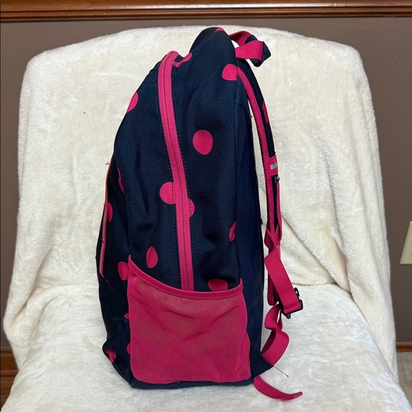 Lands' End Kids Backpack in Navy and Pink Dots - Picture 2 of 9